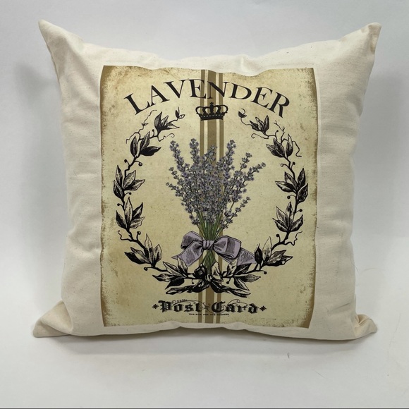 Other - Pillow Decorative Lavender Post Card Design Ivory